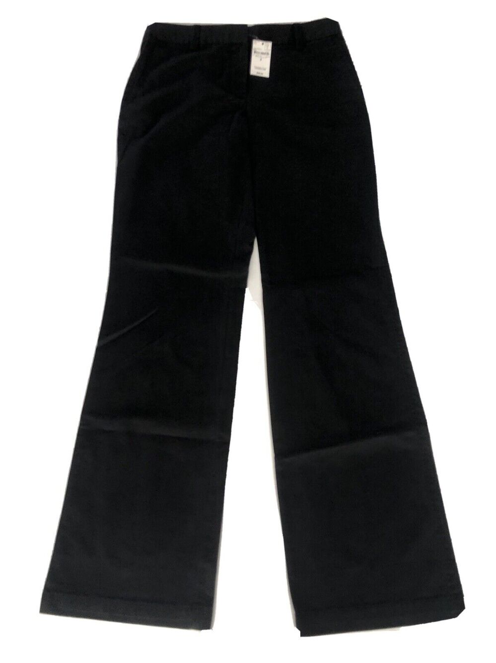NWT Lands End Womens 2 Trouser Leg Black Mid Rise Pants Chino Fit2 Uniform #2056